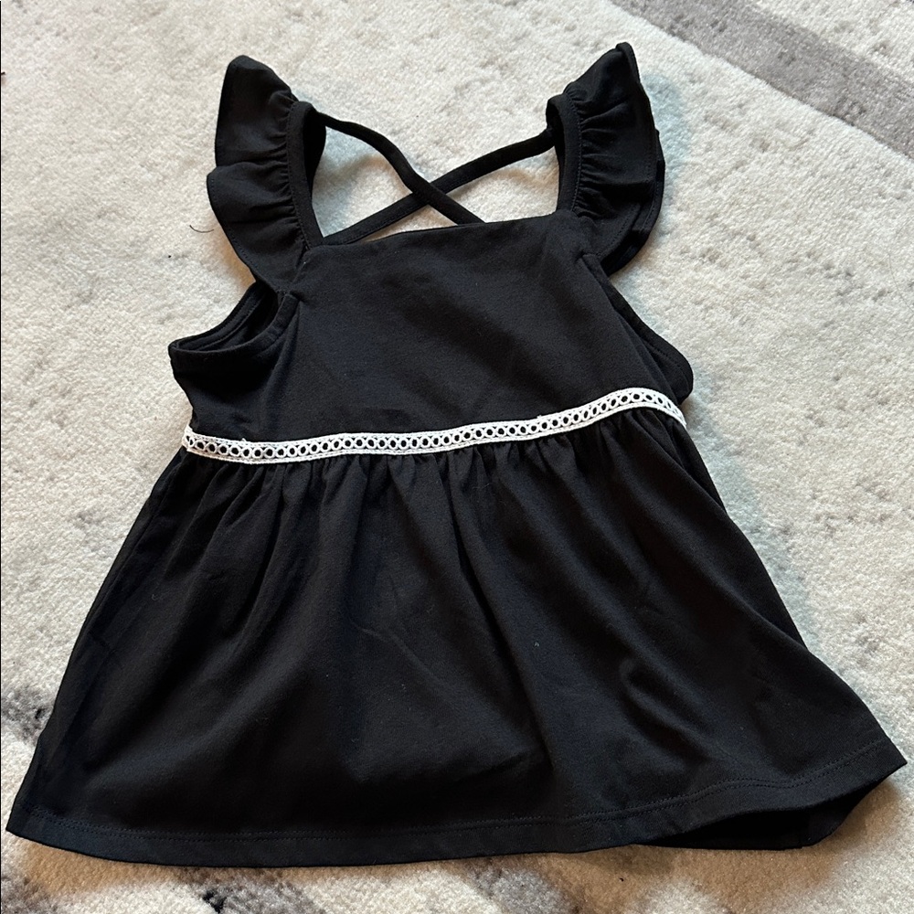 Janie and Jack Black top with White Detailing